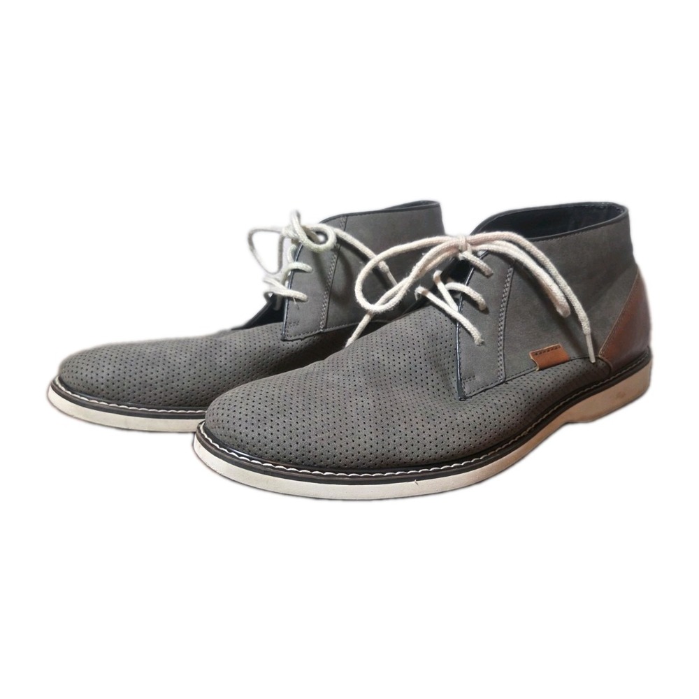 J. Ferrari Oxford Shoes Mens 12 M JF Grey With Brown Faux Leather Details